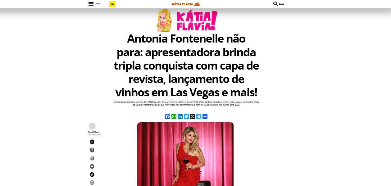 Antonia Fontenelle keeps going: presenter toasts triple achievement with magazine cover, wine launch in Las Vegas and more!
